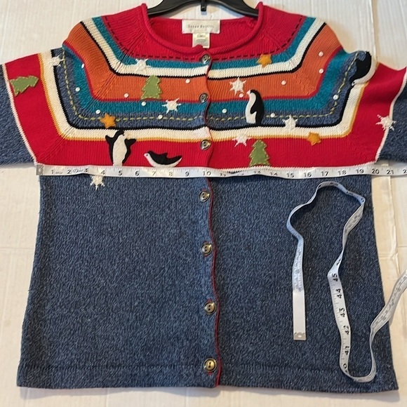 VTG-Susan Bristol-M-Christmas, penguin, embroidered,button-down Cardigan sweater - Picture 10 of 13
